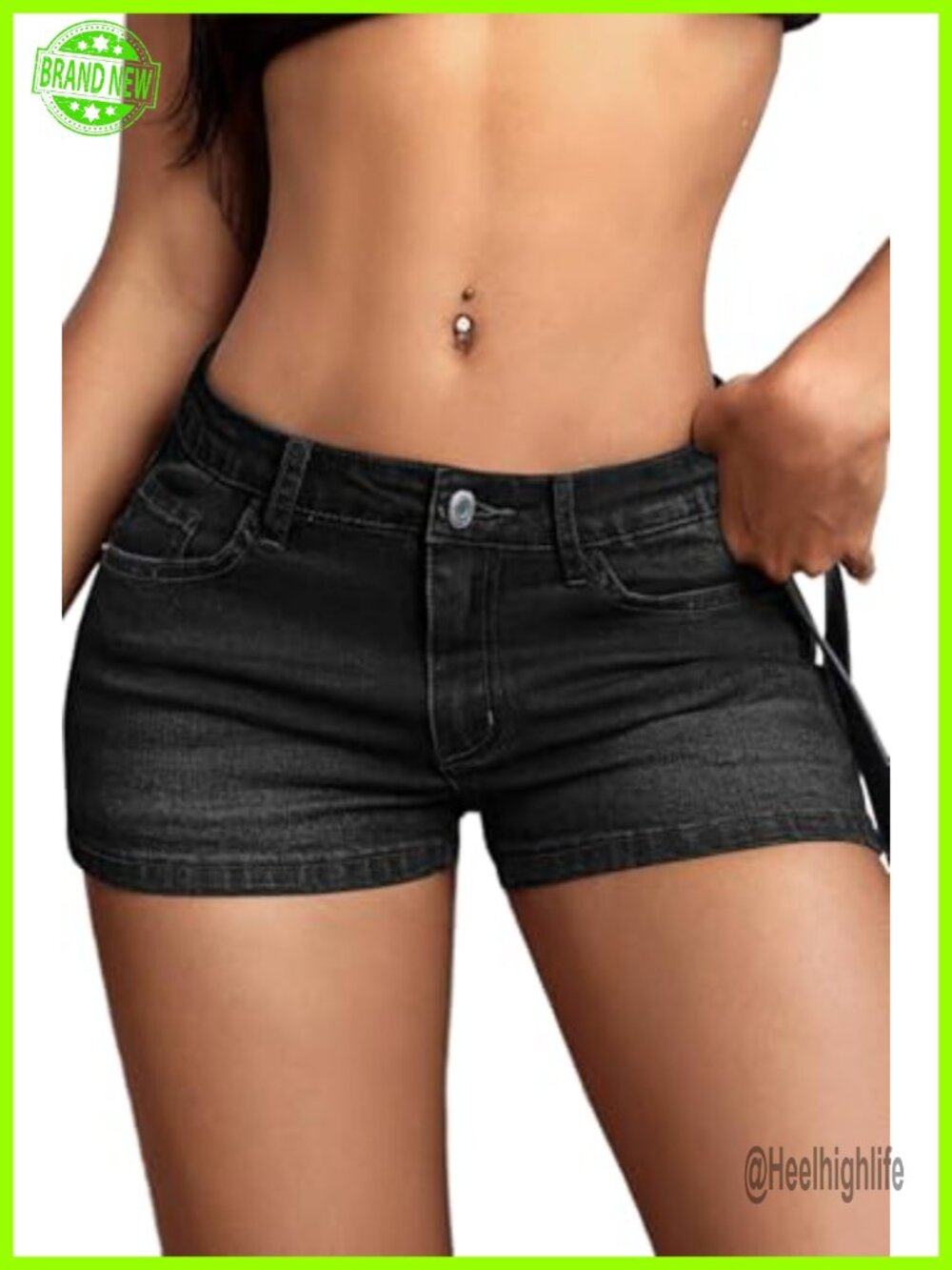 High Stretchy Low Rise Jean Shorts Women Y2K Mini Denim Summer
